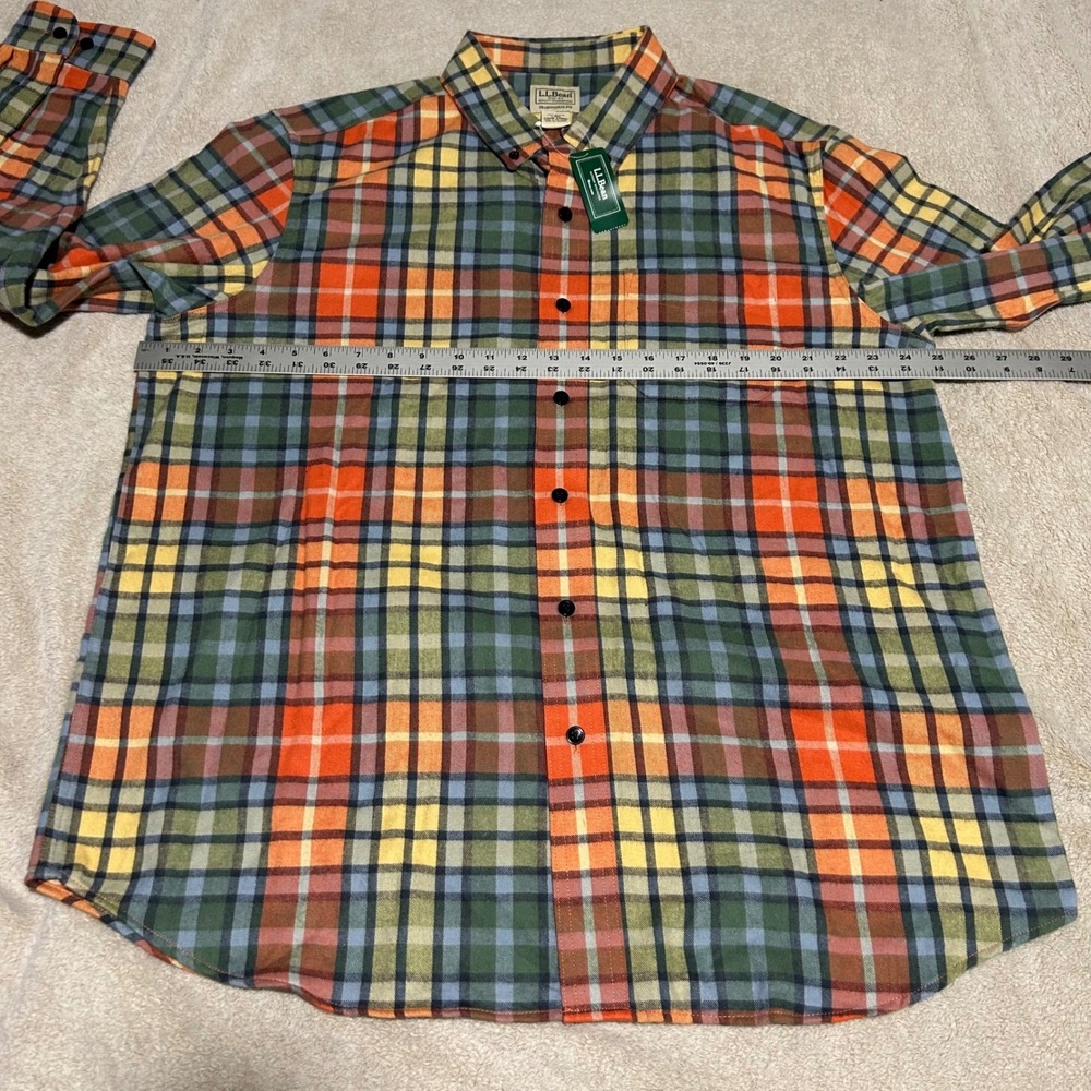 L.L. Bean Flannel Shirt Mens L Multicolor Washed Buchan Scotch Plaid New NWT - Picture 7 of 8